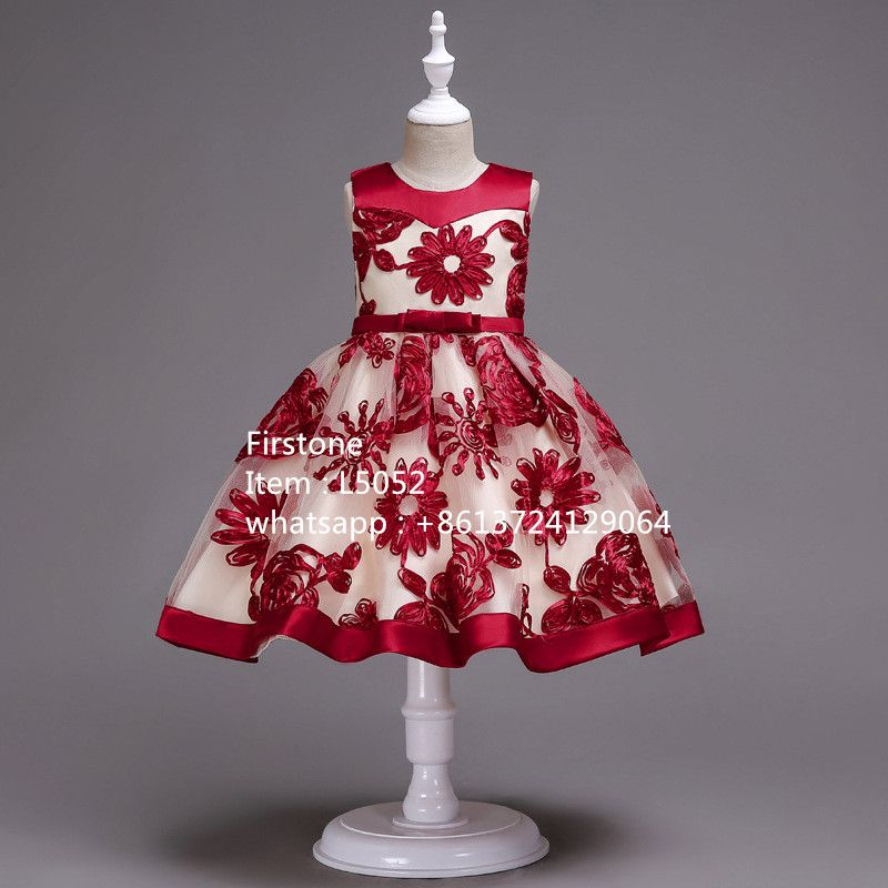 High Quality Kids Embroidery Clothes Baby Summer Frock Child Party Garments L5052