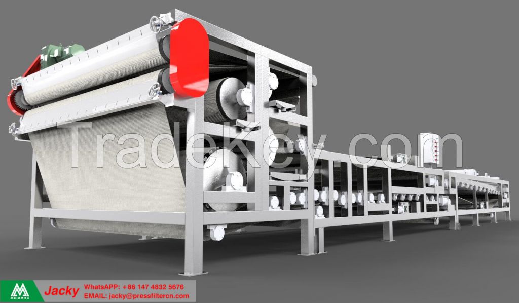 Split type sludge compression filter dewatering machine