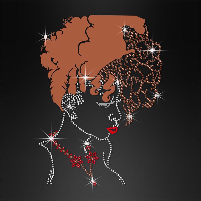 AKA Hot Fix Afro Lady Rhinestone Decal