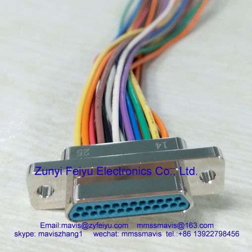 military mil-c-83513 micro d connector 25 contact male plug  with colorful wire
