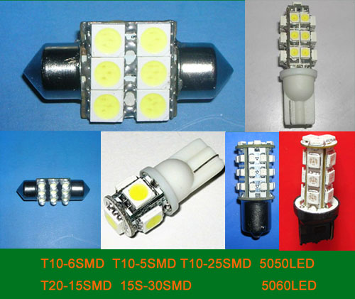 SMD Bubls, LED Lights, Car LED Bubls 5050 / 5060 Smd Flux LED T10 T20