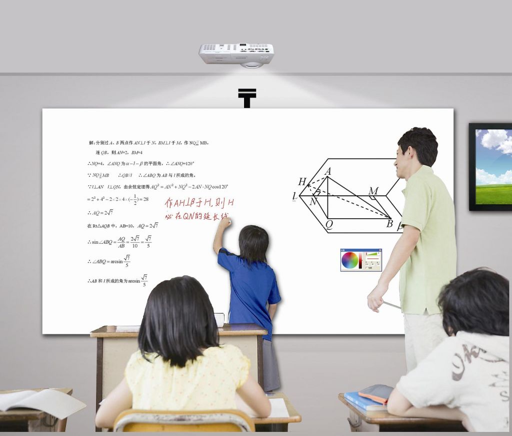 optical intetractive whiteboard with 2 points