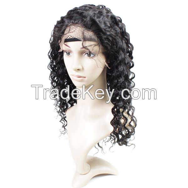 Stella hair manufacturer wholesale 100% virgin human hair deep wave full lace wig with high quality