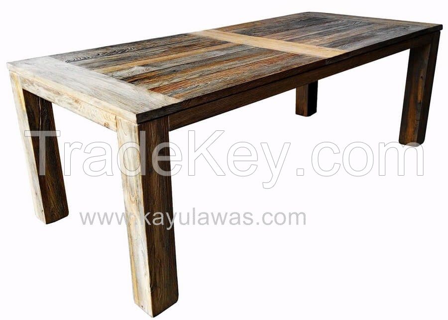 Recycled Teak Dining Table - GALIA 2D TAPLOK RECYCLED TEAK TABLE 300-110 Glossy