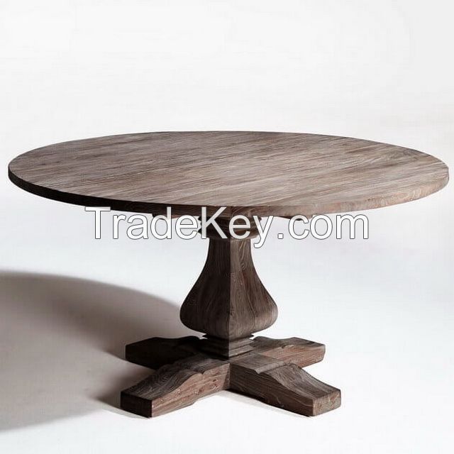 Round Weathered Aged-Recycled Dining Table D.120