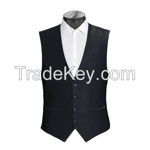 Black Adjustable Fit Twill Business Suit Waistcoat
