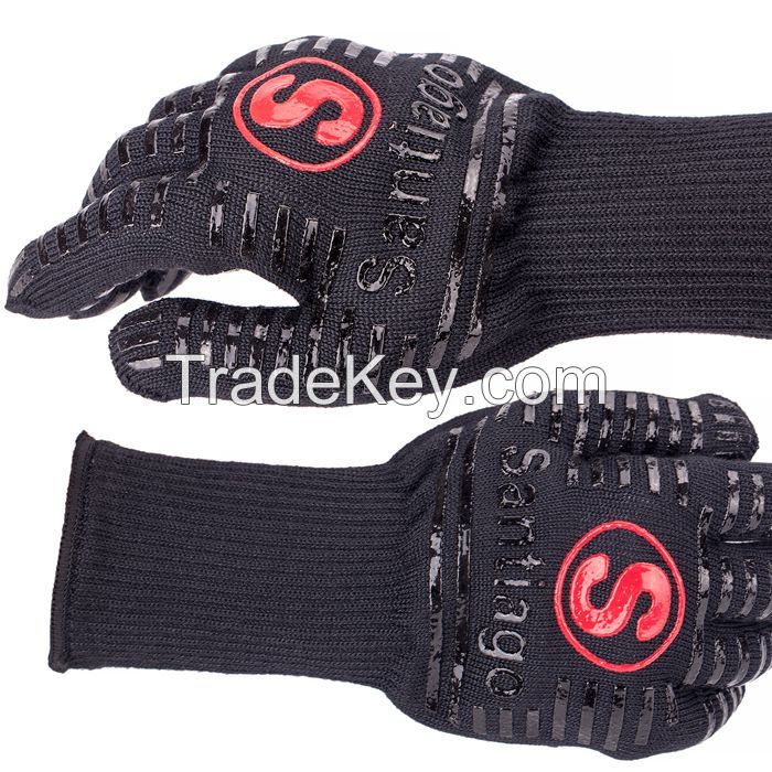 Cooking Grilling Glove Heat Resistant Kitchen Silicone Oven Mitts, Long Waterproof Non-slip Potholder BBQ Glove