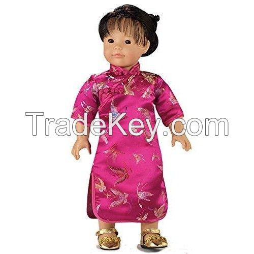 18 Inch Doll Dress, Fuchsia Mandarin Dress Perfect for 18 Inch American Girl Doll Clothes & More! Fuchsia Mandarin Dress for 18 Inch Dolls. Chinese New Year Doll Dress