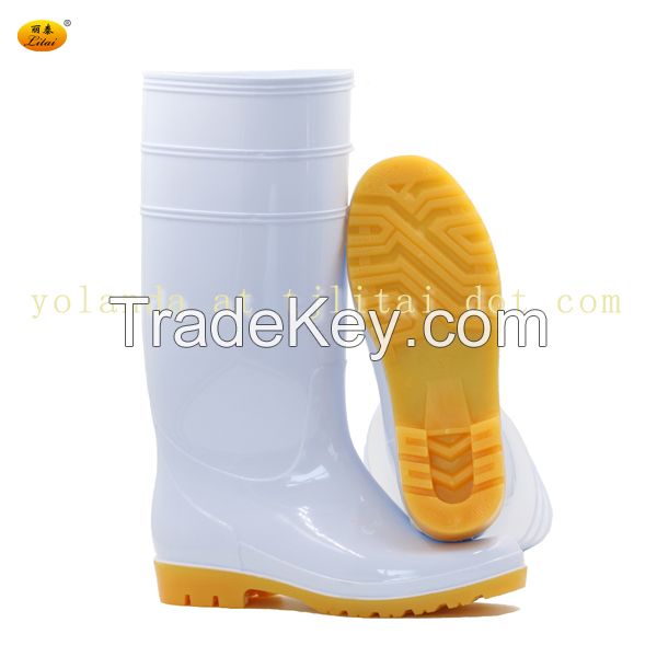 Durable Waterproof White PVC Rain Boots