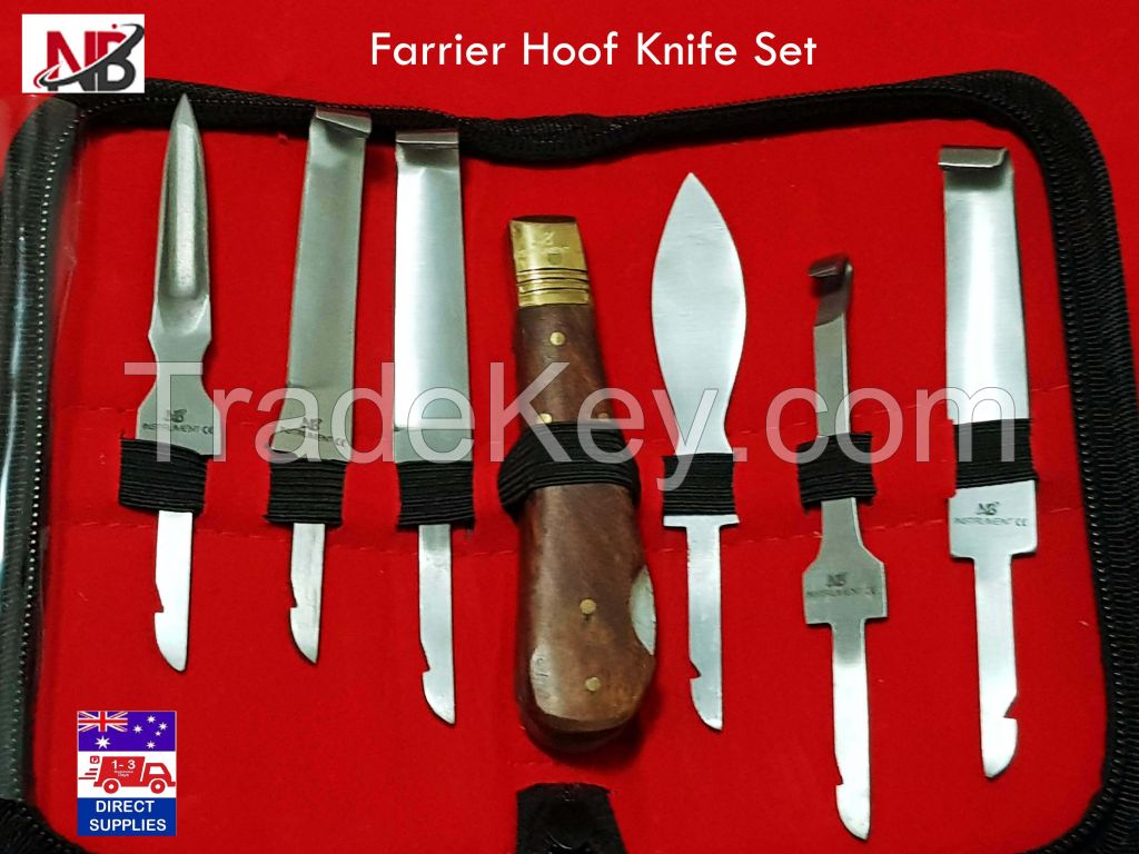 Farrier Hoof Knife Set kit in Zip Up Wallet Premium Quality Farrier Tools