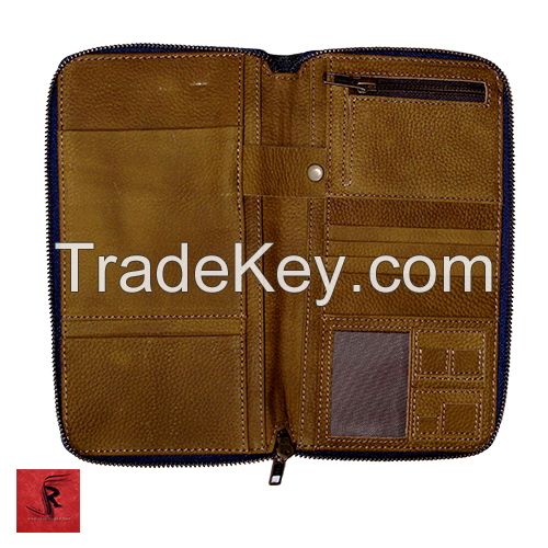 TRAVEL PASSPORT DENIM & LEATHER WALLET