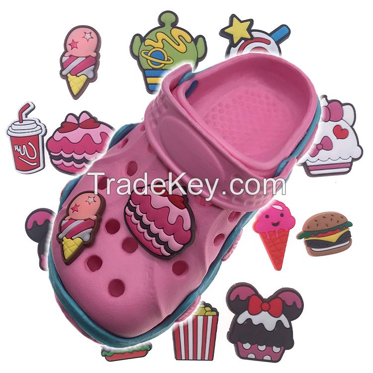 CARTOON lovely Ice-Creem Cake/Hamburger/Cute Star for fashion soft PVC Shoe decoration for kid Croc