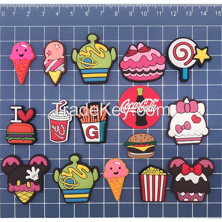 Cartoon Lovely Ice-creem Cake/hamburger/cute Star For Fashion Soft Pvc Shoe Decoration For Kid Croc