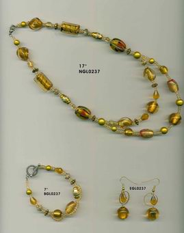 silver foil glaze beaded jewelry set