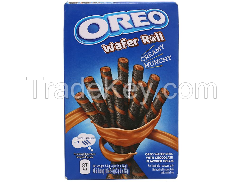 Oreo's Wafer Roll with Chocolate Flavored Cream 18g x 3sachets.