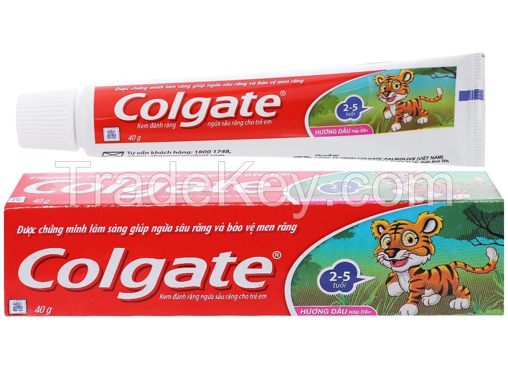 Col-gate Tiger strawberry flavor toothpaste for 2-5 year kids.