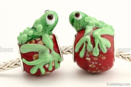 12*16mm frog, handmade lampwork glass charm, sold per package of 100pc