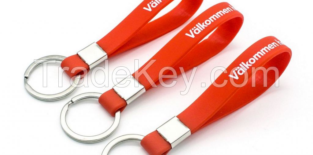 Printed rubber silicone bangle keychain holder