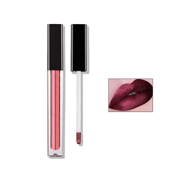 Lipstick Matte Liquid Metallic Pink Lip Plumper Gloss