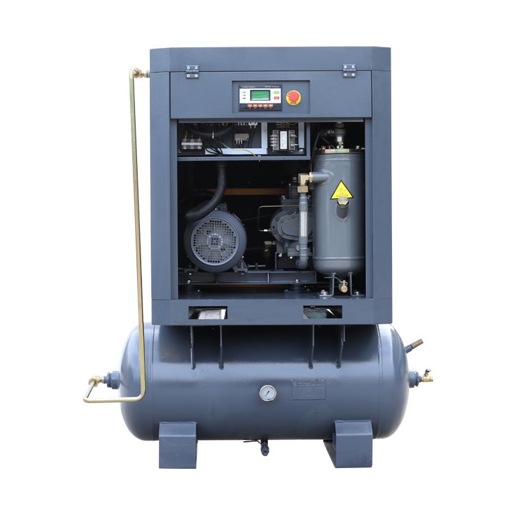 Portable screw air compressor mounted air tank and dryer