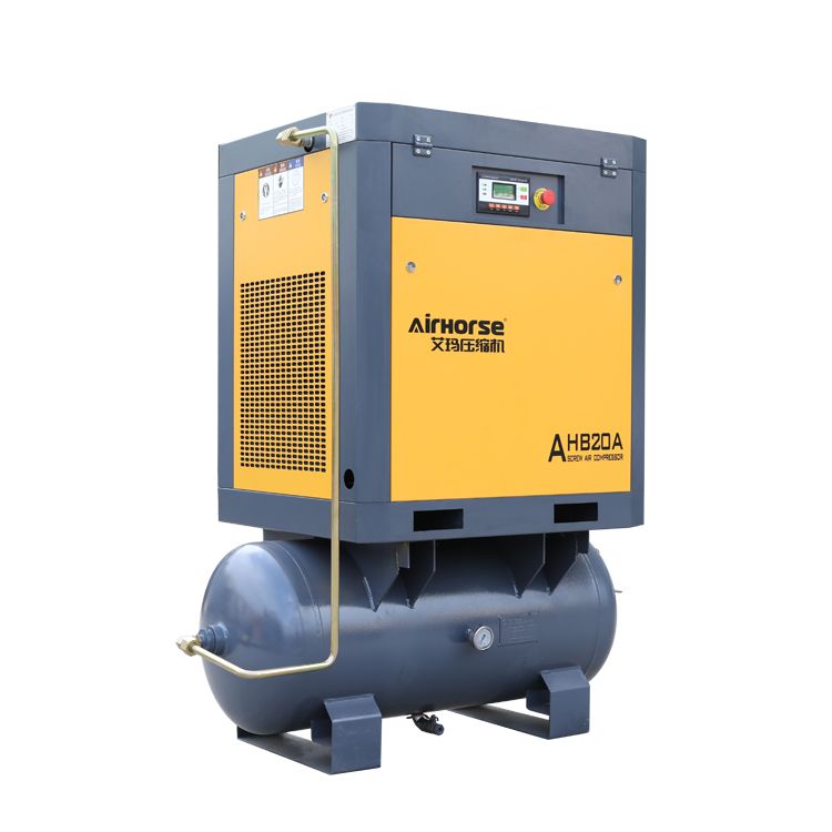 Portable screw air compressor mounted air tank and dryer