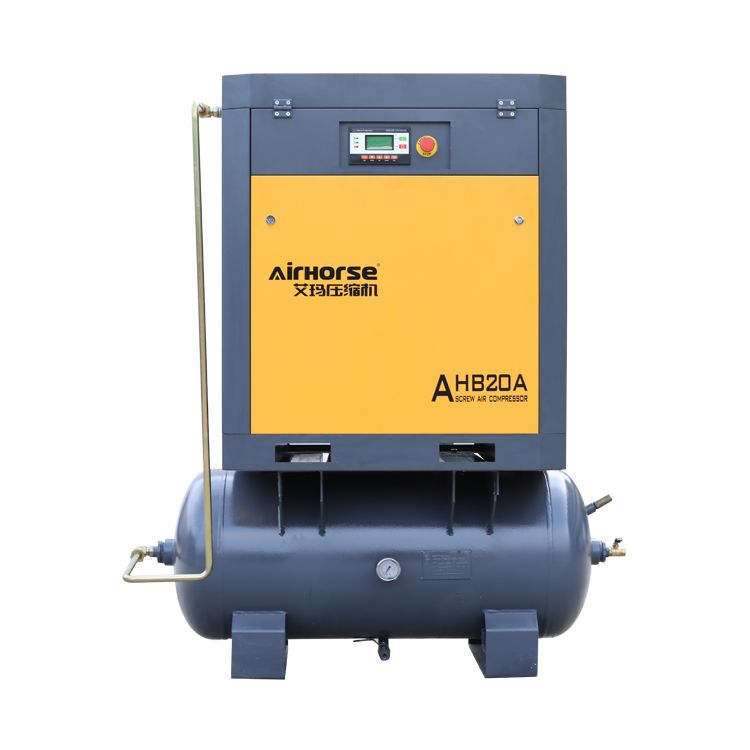 Portable screw air compressor mounted air tank and dryer