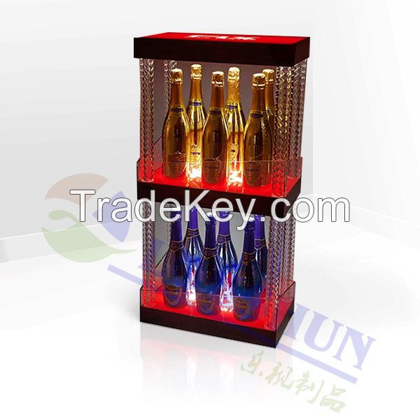 New Design popular wine rack display acrylic display stands for promotion stores bars party LED Bottle Glorifier