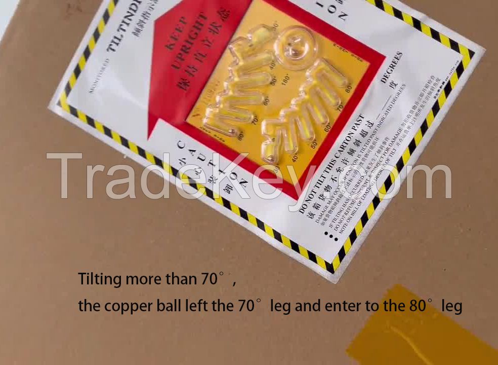 Tiltindicator label (tiltwtach / tip n tell) produced with more than twenty years experiences