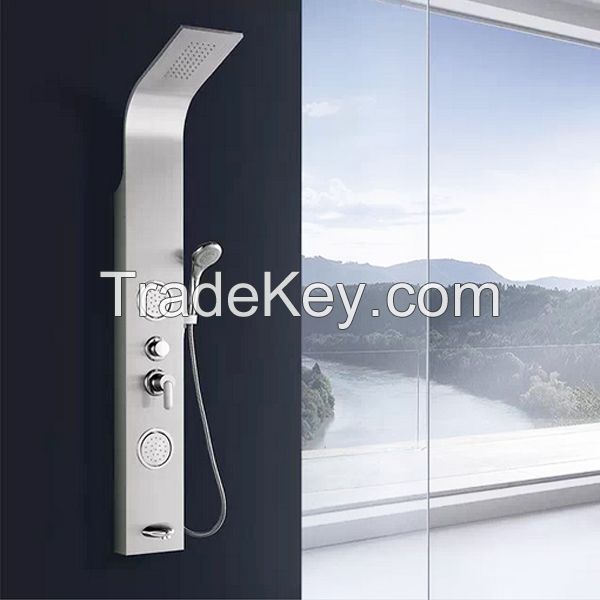 Modern Style 4 Functions Wall Mounted Bathroom 304 Stainless Steel Shower Panel Shower Screen