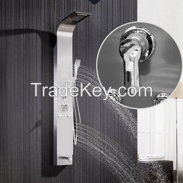 Modern Style 4 Functions Wall Mounted Bathroom 304 Stainless Steel Shower Panel Shower Screen