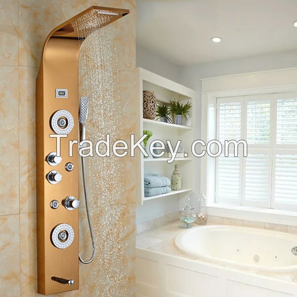 Modern Style 4 Functions Wall Mounted Bathroom 304 Stainless Steel Shower Panel Shower Screen