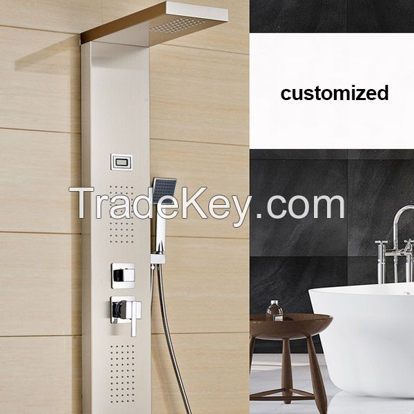 5 Functions Bathroom 304 Stainless Steel Shower Panel with Digital Screen