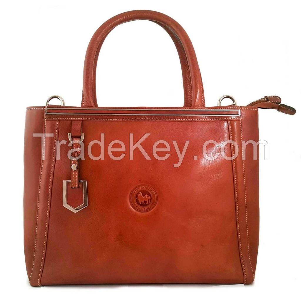 COW LEATHER HANDBAG WITH TWO COMPARTMENTS