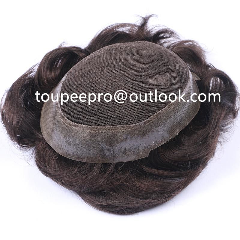 Lace in middle with thin skin around men toupee men hair piece