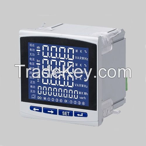 Digital input multi-function smart energy meter, 3-phase AC electricityÂ CE approved panel mount programmable switchboard LCD digital power meter