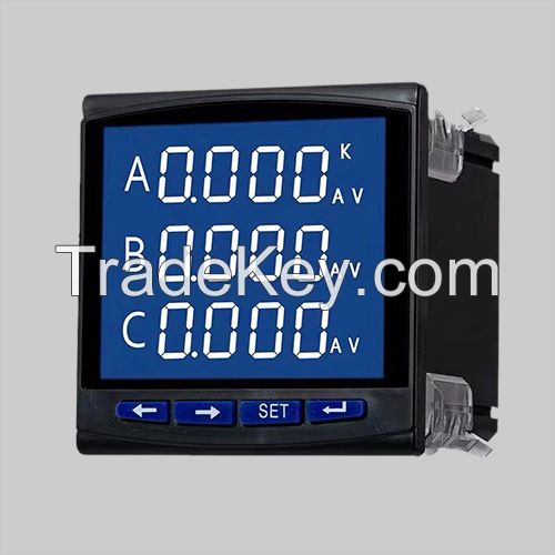 LCD three phase programmable ampere&amp;voltage combination power meter