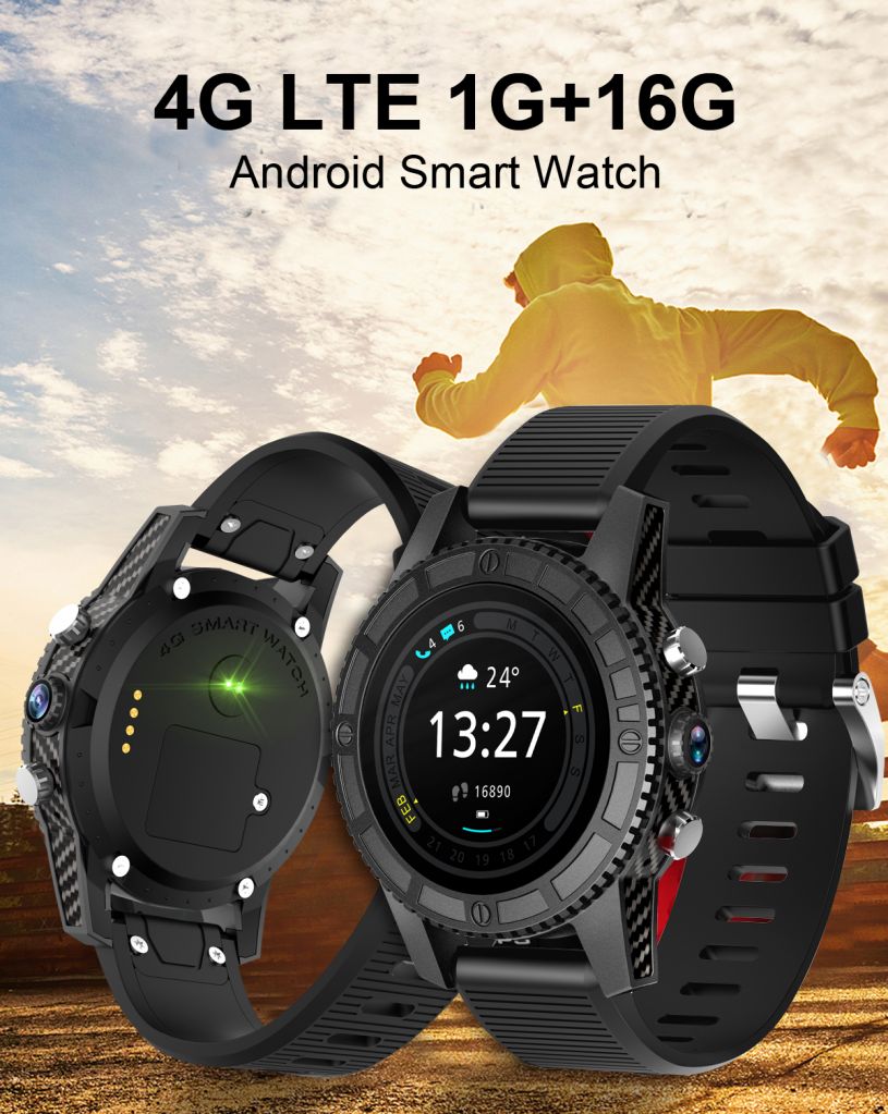 Android 7.1 4G Smart Watch Phone with 1.3'' AMOLED 400*400 WiFi, Google Map GPS with Fitness Tracker