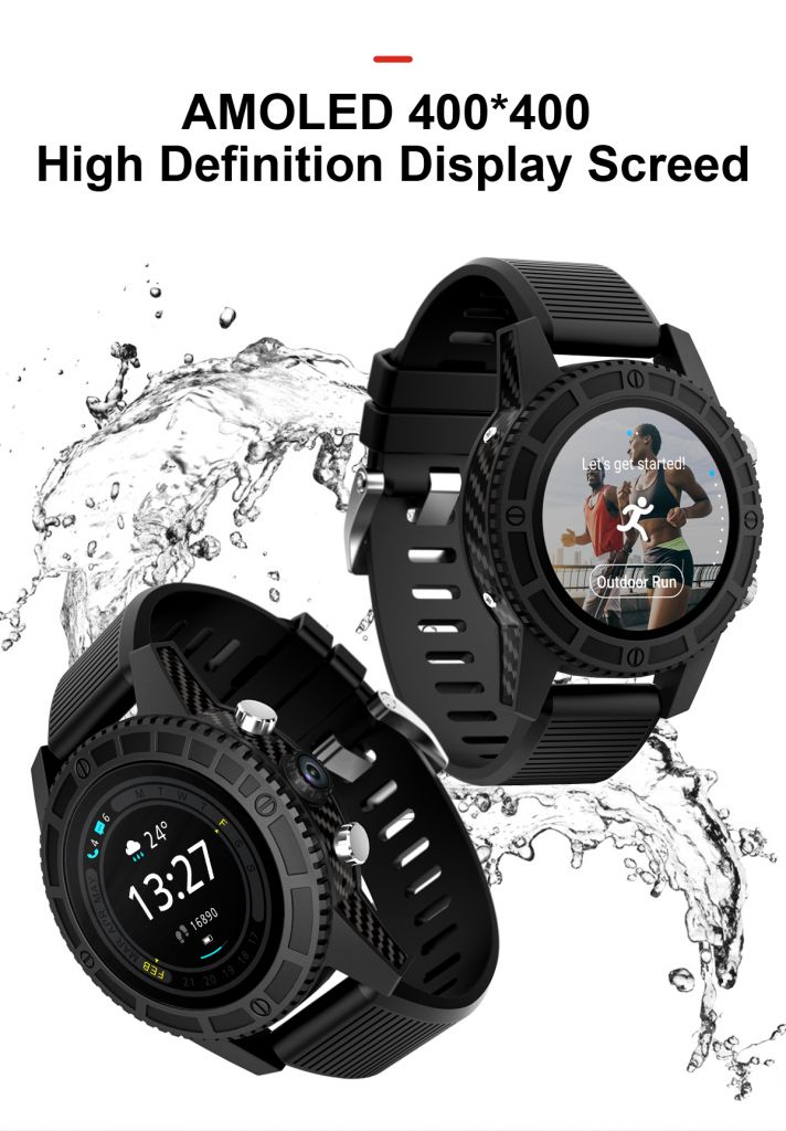 Android 7.1 4G Smart Watch Phone with 1.3'' AMOLED 400*400 WiFi, Google Map GPS with Fitness Tracker