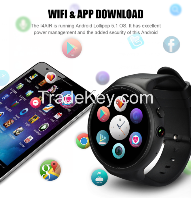 Android 5.1 3G Smart Watch Phone with 1.3'' AMOLED 400*400 WiFi, Google Map GPS with Fitness Tracker