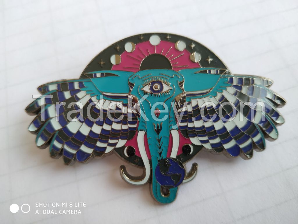 Customizable hard enamel elephant pin