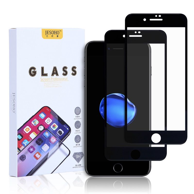 JESOHO iPhone Full Screen Cover Glass Protector, 3hours strengthen work, 9H hardness, 3D point glue.