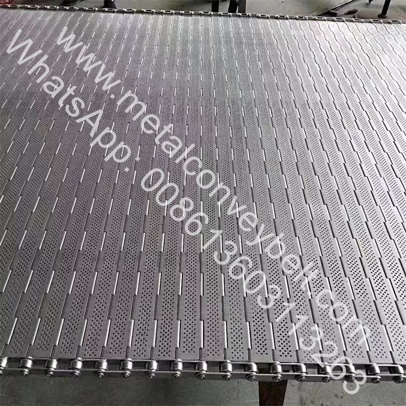 Sheet Metal Horizontal Perforated Chain Chip Link Plate Conveyor Hinged Belt
