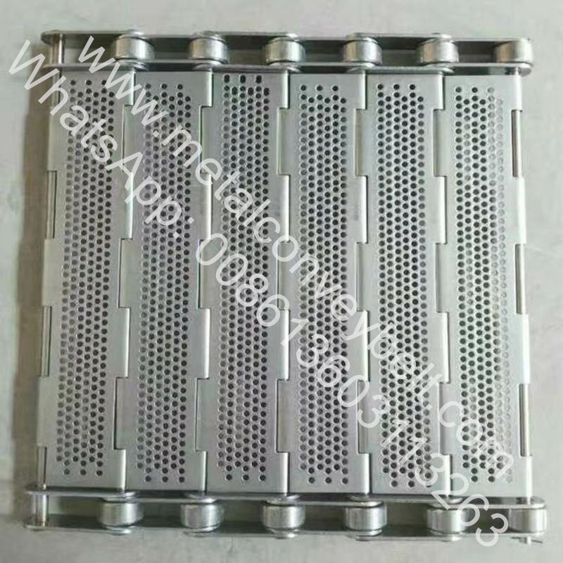 Sheet Metal Horizontal Perforated Chain Chip Link Plate Conveyor Hinged Belt