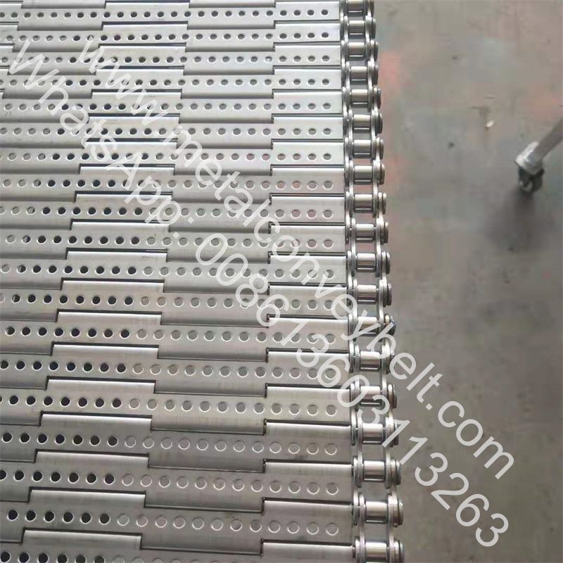 Sheet Metal Horizontal Perforated Chain Chip Link Plate Conveyor Hinged Belt