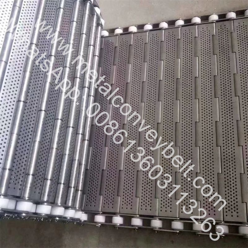 Sheet Metal Horizontal Perforated Chain Chip Link Plate Conveyor Hinged Belt