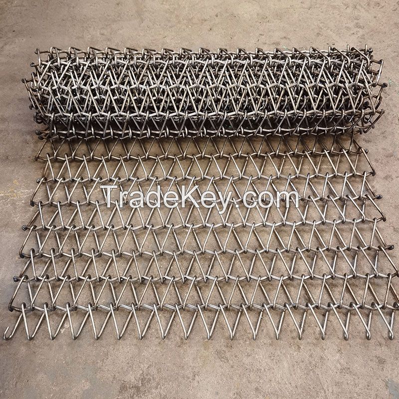 Stainless Steel Woven Chain Flat Balanced Spiral Wire Weave Conveyor Mesh Belt