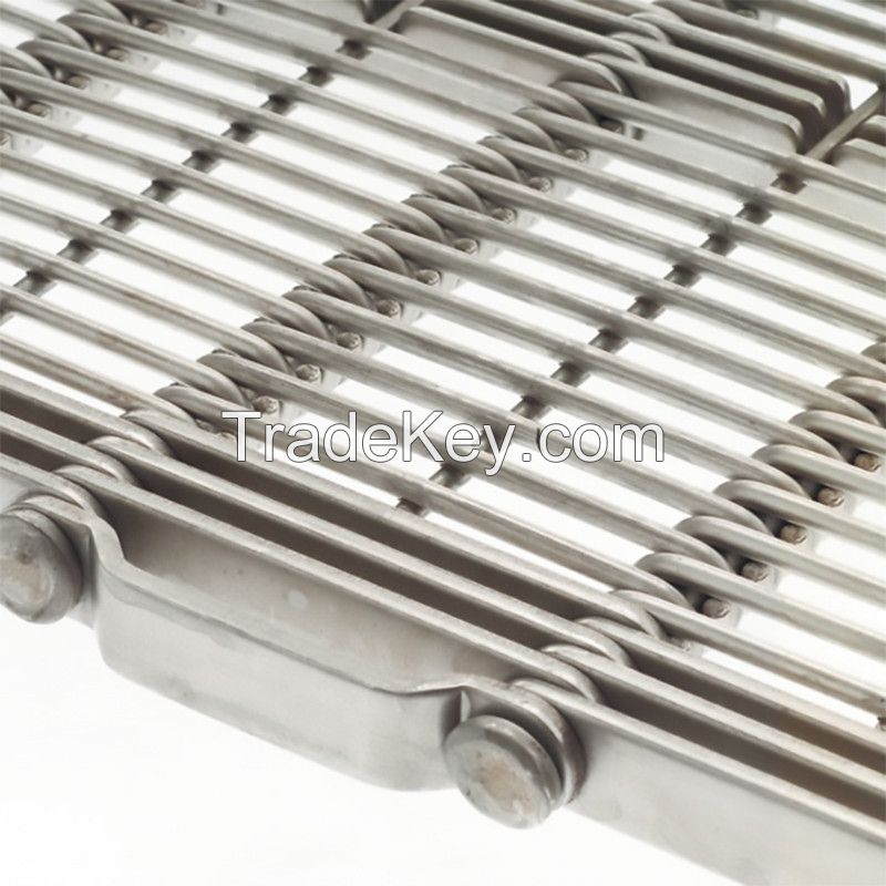 Stainless Steel Wire Mesh Conveyor Belts Eye Link Conveyor Belt With Flat Carrying Surface Modular Design