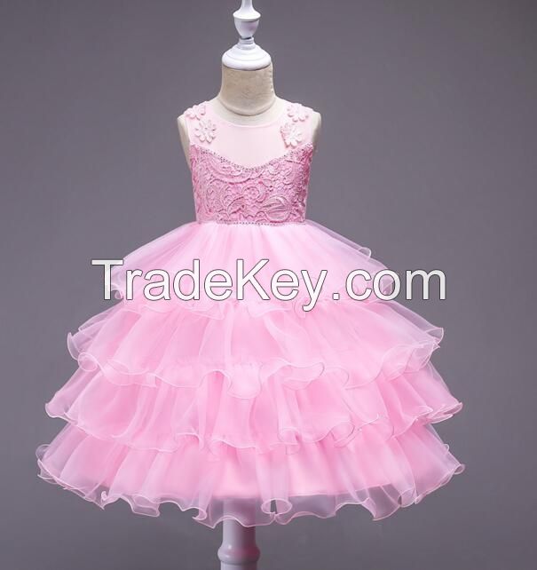 Children's Cotton Lining Sleeveless Party Princess Cake Skirt