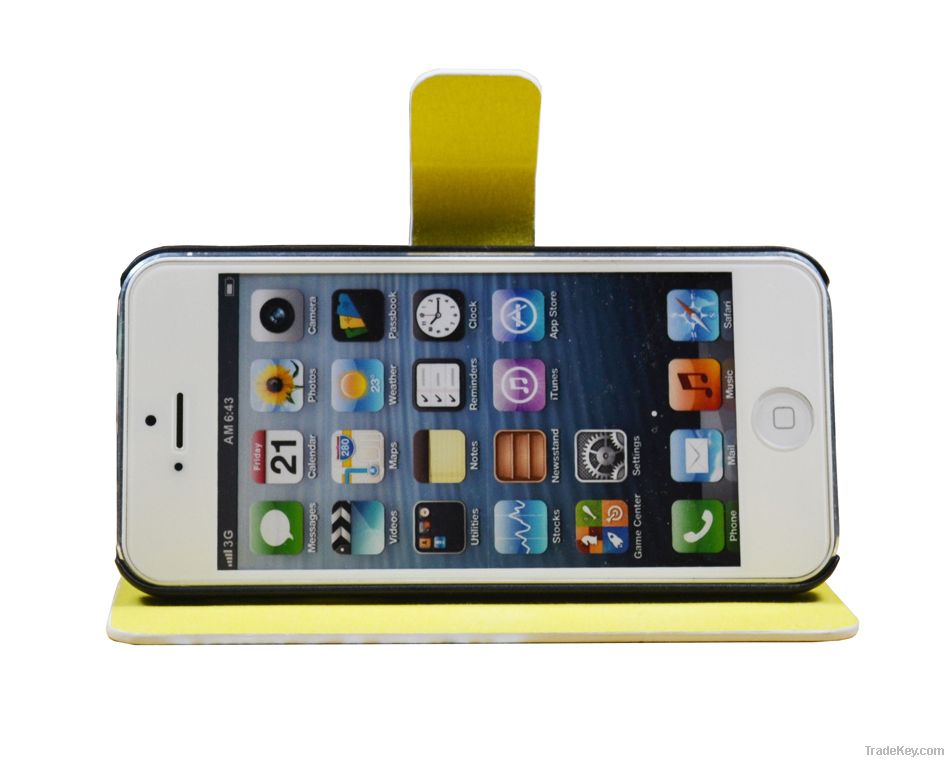 Wholesale Ultra Slim Twill Texture wallet Flip Leather Case for iPhone 5