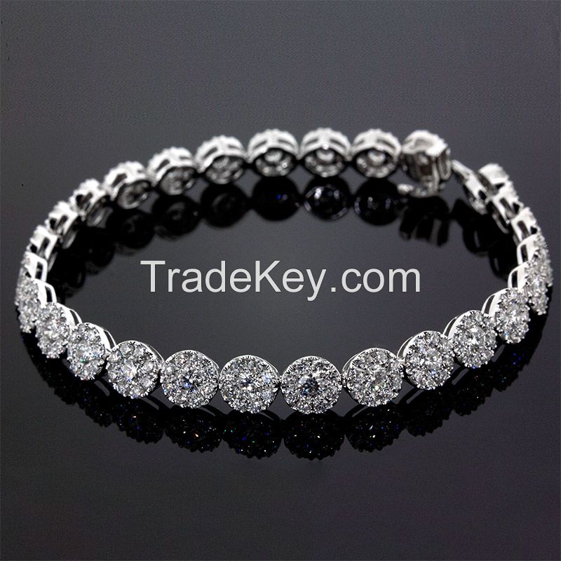 Wholesale Diamond cluster bracelet 18K white gold